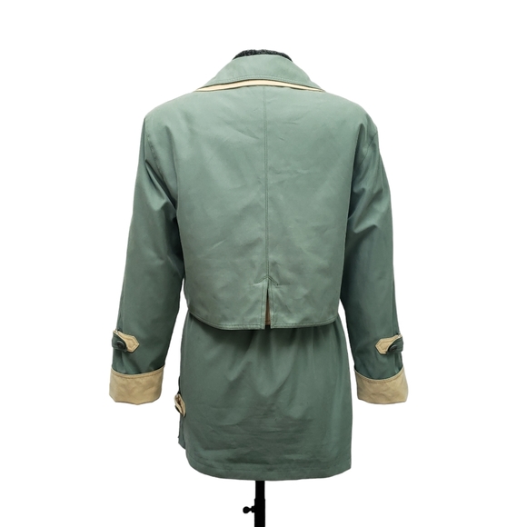 VINTAGE 80s 90s Windbreaker Coat | Green & Yellow | Medium | Nuage Collection - Picture 5 of 13